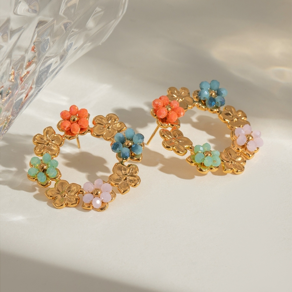 Floral Multicolor Hoop Earrings